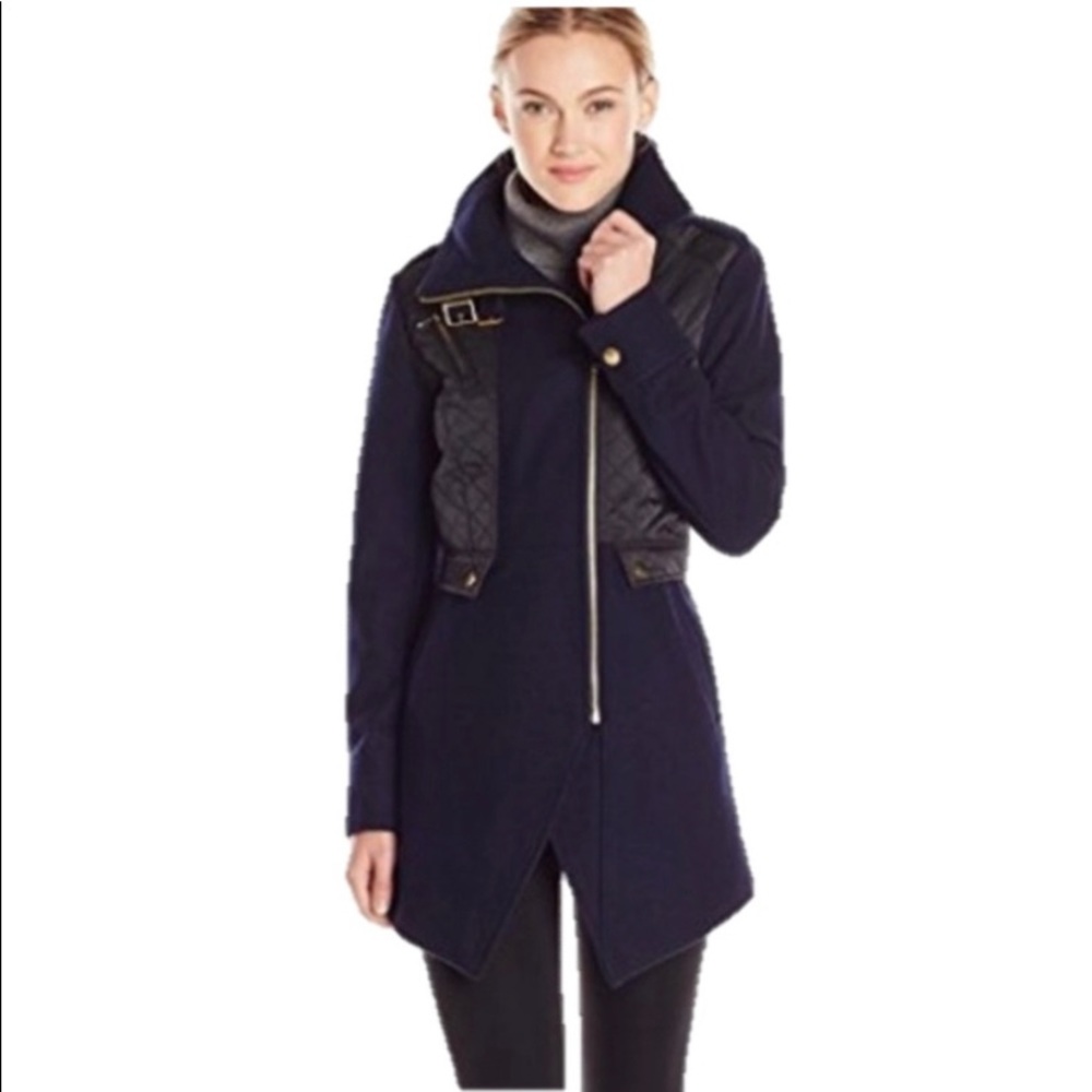 French Connection Quilted Nylon Mixed Media Jacket